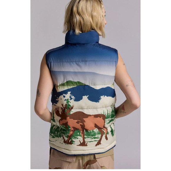 Urban Outfitters Parks Project Wild Moose Printed Puffer Vest Large NWT - Picture 2 of 4